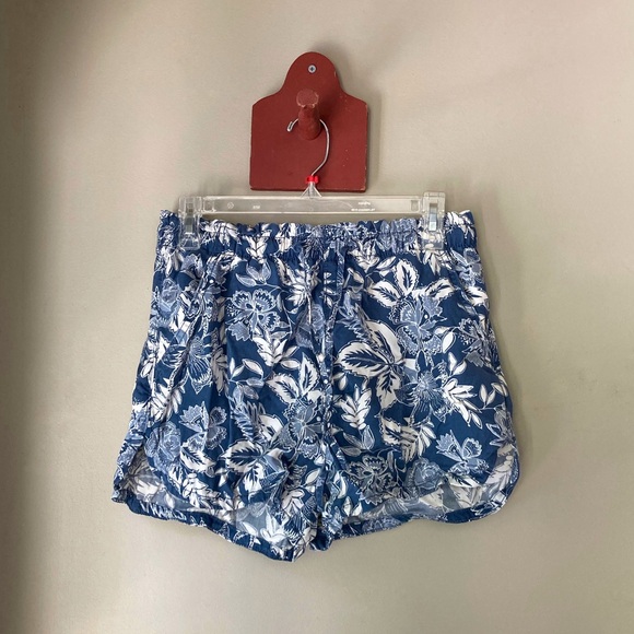 American Eagle Blue & White Floral Drawstring Shorts M - Picture 2 of 6